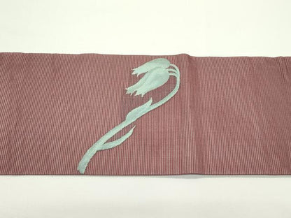 平和屋着物＊夏物　九寸名古屋帯　草花文　正絹　逸品　CABJ9035rv