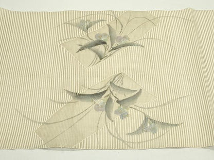 平和屋着物＊夏物　八寸名古屋帯　絽綴れ　作家物　手描き　短冊草花文　金彩　正絹　逸品　CABJ9037rv