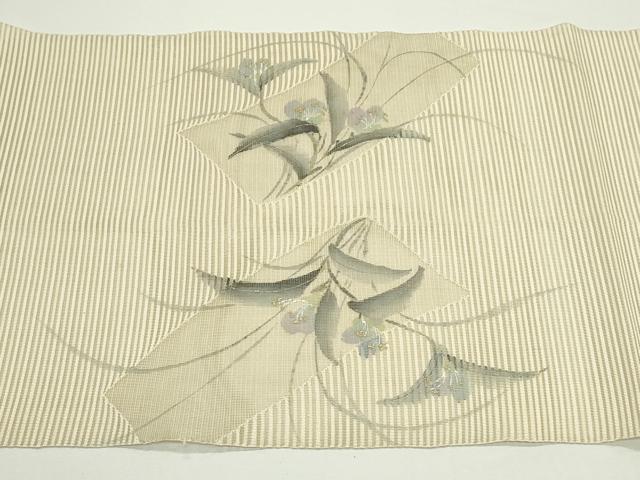 平和屋着物＊夏物　八寸名古屋帯　絽綴れ　作家物　手描き　短冊草花文　金彩　正絹　逸品　CABJ9037rv