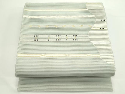 平和屋着物＊夏物　八寸名古屋帯　絽綴れ　横段文　金銀糸　正絹　逸品　CABJ9038rv