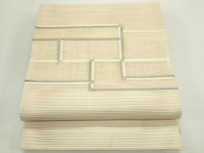 平和屋着物＊夏物　八寸名古屋帯　絽綴れ　幾何学文様　金銀糸　正絹　逸品　CABJ9040rv