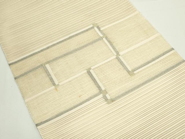 平和屋着物＊夏物　八寸名古屋帯　絽綴れ　幾何学文様　金銀糸　正絹　逸品　CABJ9040rv