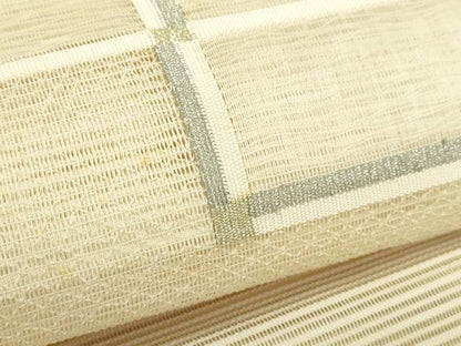 平和屋着物＊夏物　八寸名古屋帯　絽綴れ　幾何学文様　金銀糸　正絹　逸品　CABJ9040rv