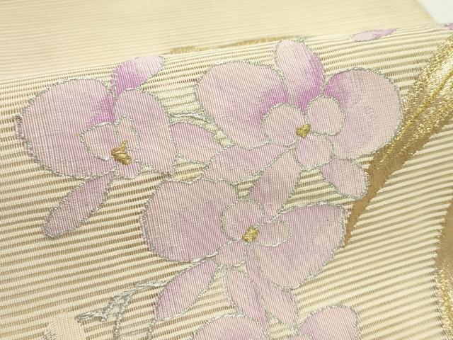 平和屋着物＊夏物　八寸名古屋帯　絽綴れ　草花文　金銀糸　正絹　逸品　CABJ9043rv
