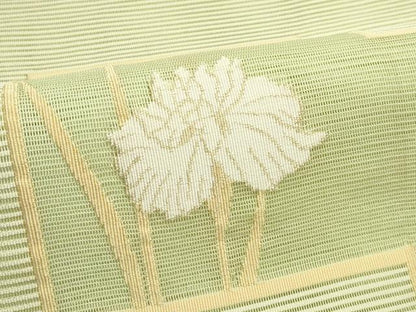 平和屋着物＊夏物　八寸名古屋帯　絽綴れ　草花文　金糸　正絹　逸品　CABJ9045rv