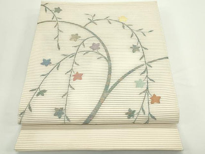 平和屋着物＊夏物　八寸名古屋帯　絽綴れ　草花文　金銀糸　正絹　逸品　CABJ9047rv