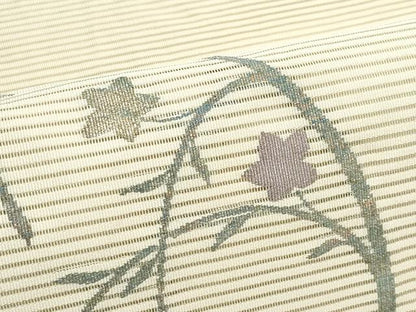 平和屋着物＊夏物　八寸名古屋帯　絽綴れ　草花文　金銀糸　正絹　逸品　CABJ9047rv