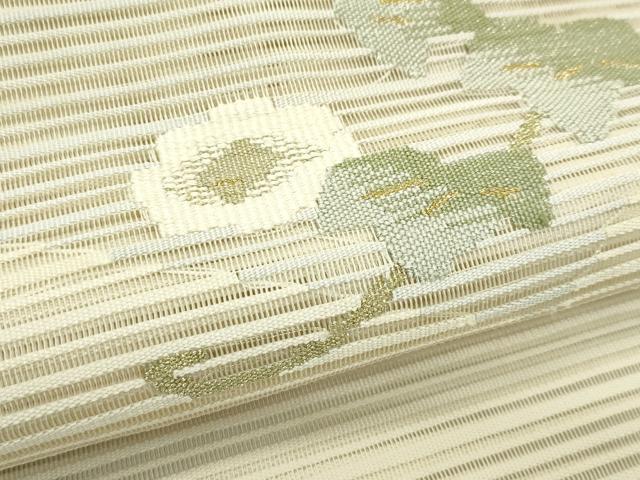 平和屋着物＊夏物　八寸名古屋帯　絽綴れ　地紙重ね草花文　金銀糸　正絹　逸品　CABJ9049rv