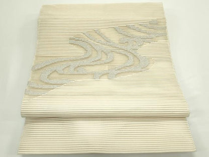 平和屋着物＊夏物　八寸名古屋帯　絽綴れ　流水文　銀糸　正絹　逸品　CABJ9050rv