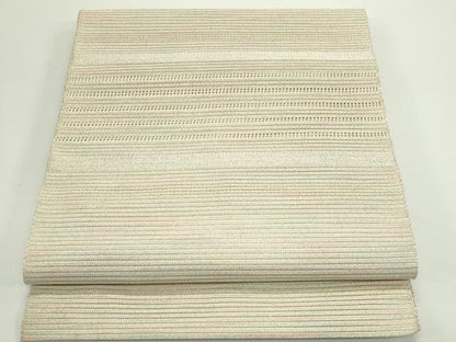 平和屋着物＊夏物　八寸名古屋帯　絽綴れ　横段文　銀糸　正絹　逸品　CABJ9051rv