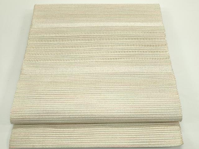 平和屋着物＊夏物　八寸名古屋帯　絽綴れ　横段文　銀糸　正絹　逸品　CABJ9051rv