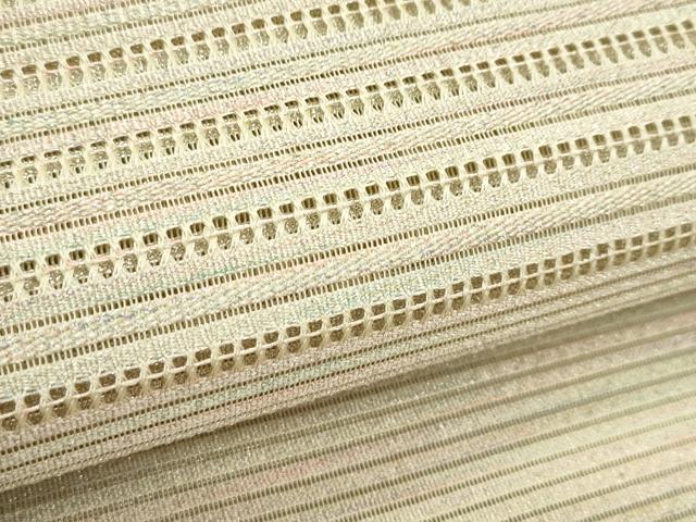 平和屋着物＊夏物　八寸名古屋帯　絽綴れ　横段文　銀糸　正絹　逸品　CABJ9051rv