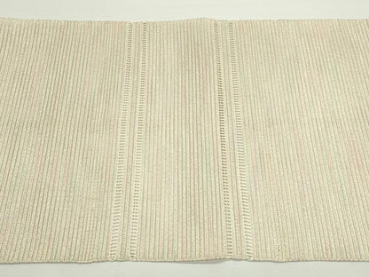 平和屋着物＊夏物　八寸名古屋帯　絽綴れ　横段文　銀糸　正絹　逸品　CABJ9051rv
