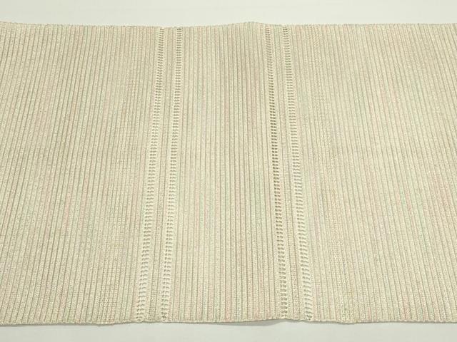 平和屋着物＊夏物　八寸名古屋帯　絽綴れ　横段文　銀糸　正絹　逸品　CABJ9051rv