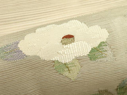 平和屋着物＊夏物　八寸名古屋帯　絽綴れ　草花文　金銀糸　正絹　逸品　CABJ9054rv