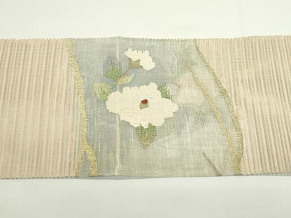 平和屋着物＊夏物　八寸名古屋帯　絽綴れ　草花文　金銀糸　正絹　逸品　CABJ9054rv