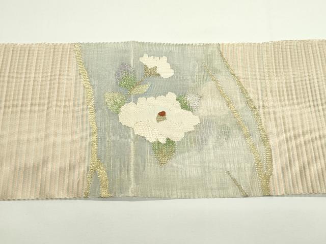 平和屋着物＊夏物　八寸名古屋帯　絽綴れ　草花文　金銀糸　正絹　逸品　CABJ9054rv