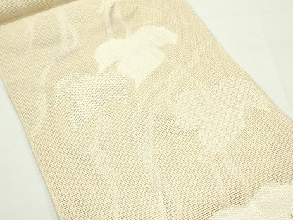 平和屋着物＊夏物　八寸名古屋帯　蔦の葉文　正絹　逸品　CABJ9093rv