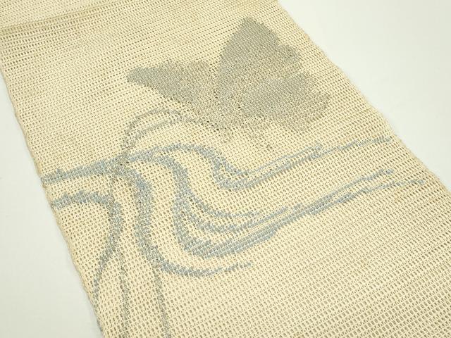 平和屋着物＊夏物　八寸名古屋帯　流水舞蝶文　正絹　逸品　CABJ9095rv