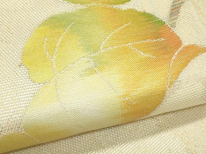 平和屋着物＊夏物　九寸名古屋帯　枝花文　金銀糸　正絹　逸品　未使用　CABJ9097rv