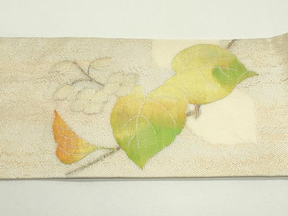 平和屋着物＊夏物　九寸名古屋帯　枝花文　金銀糸　正絹　逸品　未使用　CABJ9097rv