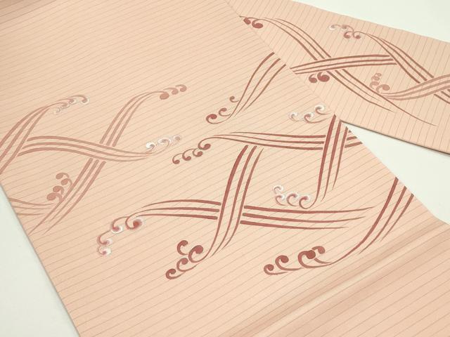 平和屋着物＊夏物　絽塩瀬　九寸名古屋帯　立波文　銀彩　正絹　逸品　CABJ9100rv