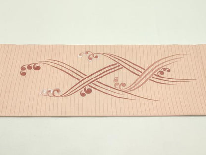 平和屋着物＊夏物　絽塩瀬　九寸名古屋帯　立波文　銀彩　正絹　逸品　CABJ9100rv