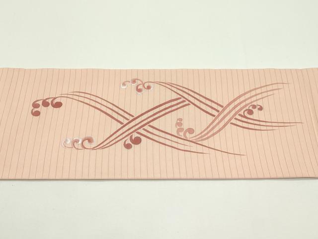 平和屋着物＊夏物　絽塩瀬　九寸名古屋帯　立波文　銀彩　正絹　逸品　CABJ9100rv