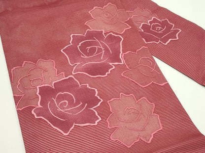 平和屋着物＊夏物　九寸名古屋帯　刺繍　薔薇　正絹　逸品　CABJ9101rv