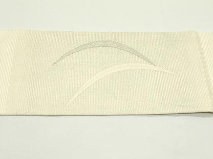 平和屋着物＊夏物　九寸名古屋帯　芝草文　銀糸　正絹　逸品　CABJ9103rv