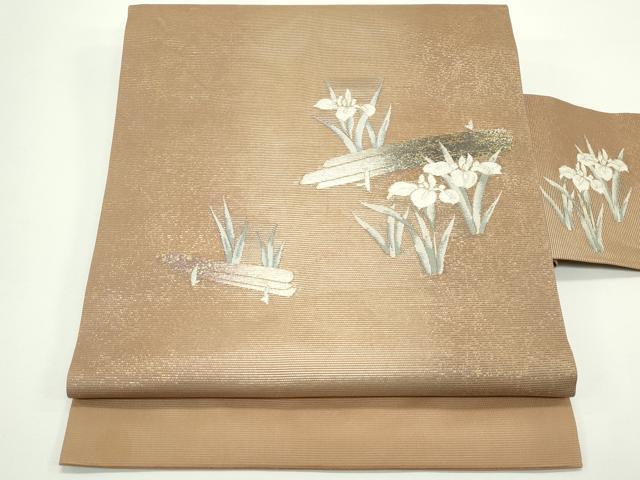 平和屋着物＊夏物　九寸名古屋帯　杜若　金銀糸　正絹　逸品　CABJ9104rv