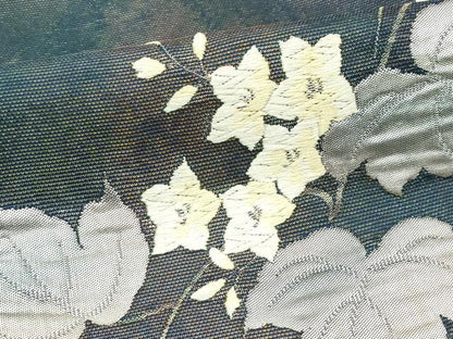 平和屋着物＊夏物　九寸名古屋帯　唐織　草花文　銀糸　正絹　逸品　未使用　CABJ9106rv
