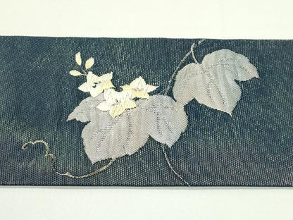 平和屋着物＊夏物　九寸名古屋帯　唐織　草花文　銀糸　正絹　逸品　未使用　CABJ9106rv