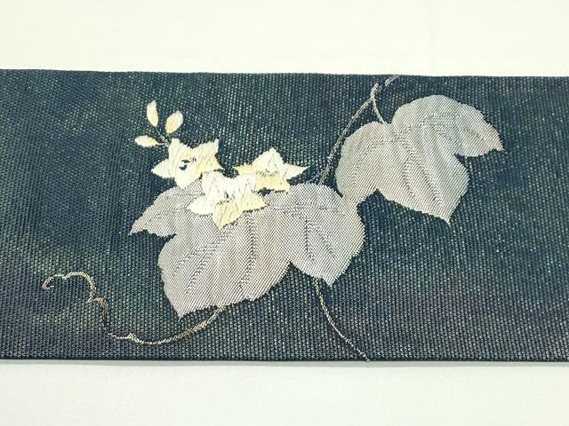 平和屋着物＊夏物　九寸名古屋帯　唐織　草花文　銀糸　正絹　逸品　未使用　CABJ9106rv