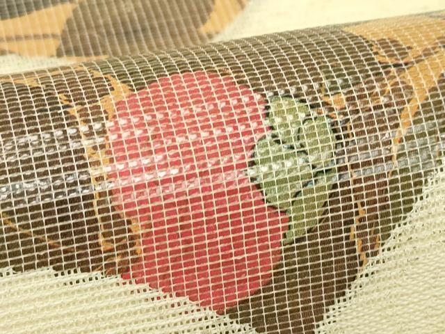 平和屋着物＊夏物　九寸名古屋帯　地紙枝花文　銀糸　正絹　逸品　未使用　CABJ9107rv