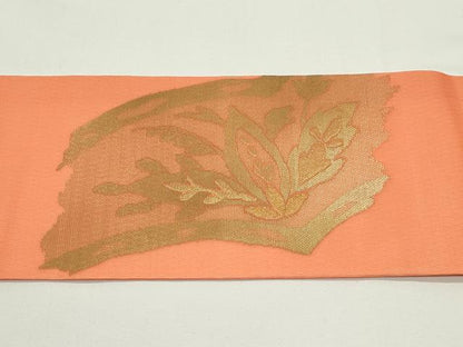 平和屋着物＊夏物　九寸名古屋帯　草花文　金糸　正絹　逸品　CABJ9109rv