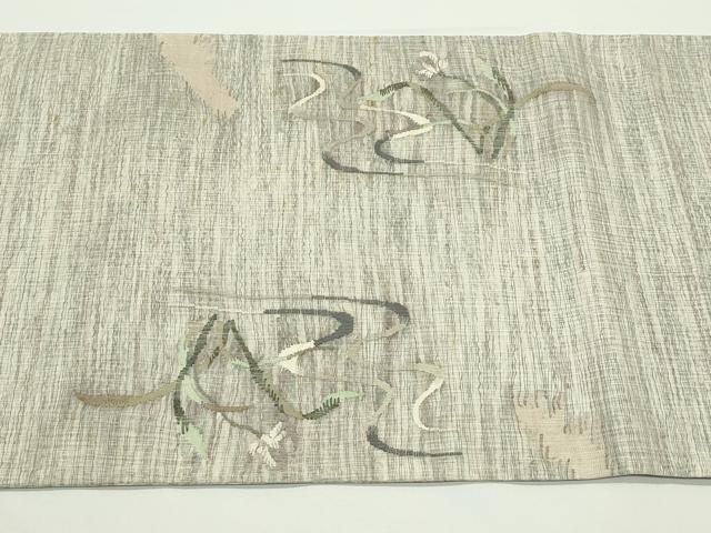 平和屋着物＊夏物　太鼓柄袋帯　すくい織　流水草花文　正絹　逸品　CABJ9112rv