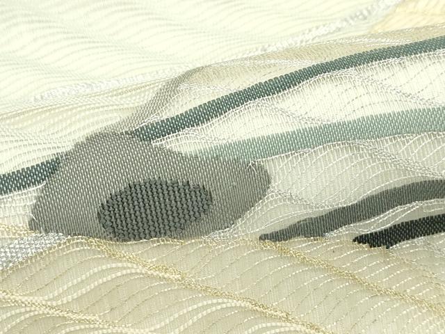 平和屋着物＊夏物　太鼓柄袋帯　すくい織　抽象文　金銀糸　正絹　逸品　未使用　CABJ9113rv