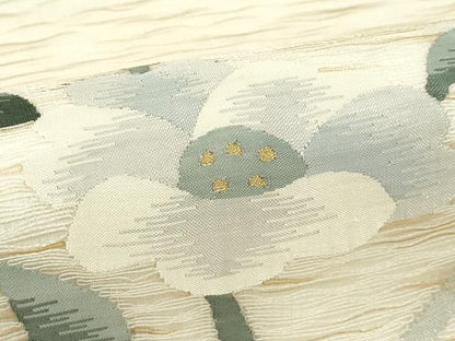 平和屋着物＊夏物　太鼓柄袋帯　すくい織　草花丸文　金糸　正絹　逸品　CABJ9114rv