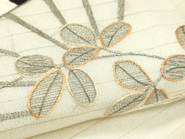 平和屋着物＊夏物　アンティーク　大正ロマン　丸帯　引き抜き帯　総手刺繍　扇面草花文　金銀糸　正絹　逸品　CABJ9116rv