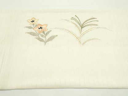 平和屋着物＊夏物　アンティーク　大正ロマン　丸帯　引き抜き帯　総手刺繍　扇面草花文　金銀糸　正絹　逸品　CABJ9116rv