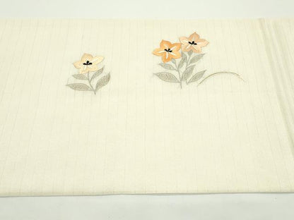 平和屋着物＊夏物　アンティーク　大正ロマン　丸帯　引き抜き帯　総手刺繍　扇面草花文　金銀糸　正絹　逸品　CABJ9116rv