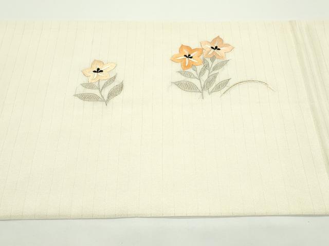 平和屋着物＊夏物　アンティーク　大正ロマン　丸帯　引き抜き帯　総手刺繍　扇面草花文　金銀糸　正絹　逸品　CABJ9116rv