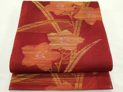 平和屋着物＊夏物　八寸名古屋帯　桔梗　正絹　逸品　CABJ9121rv