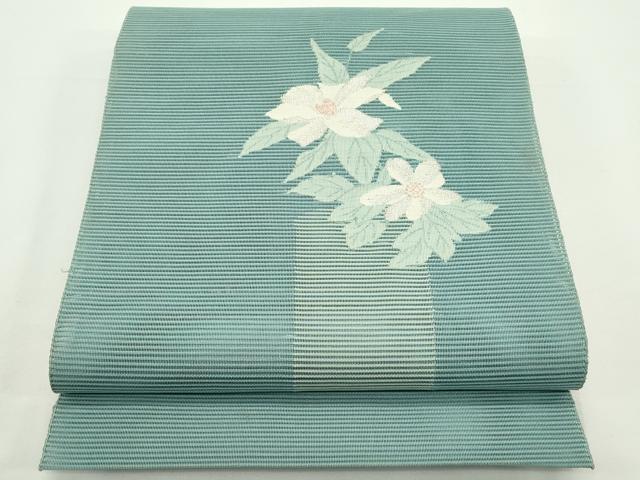 平和屋着物＊夏物　八寸名古屋帯　絽綴れ　草花文　銀糸　正絹　逸品　CABJ9123rv