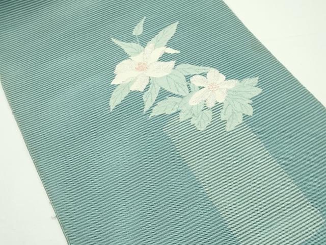 平和屋着物＊夏物　八寸名古屋帯　絽綴れ　草花文　銀糸　正絹　逸品　CABJ9123rv