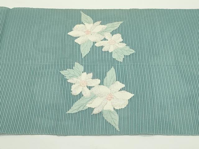 平和屋着物＊夏物　八寸名古屋帯　絽綴れ　草花文　銀糸　正絹　逸品　CABJ9123rv