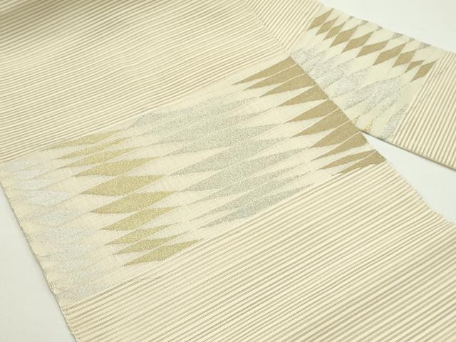 平和屋着物＊夏物　八寸名古屋帯　絽綴れ　菱文様　金銀糸　正絹　逸品　CABJ9124rv