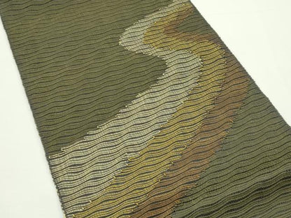 平和屋着物＊夏物　八寸名古屋帯　流水文　正絹　逸品　未使用　CABJ9128rv