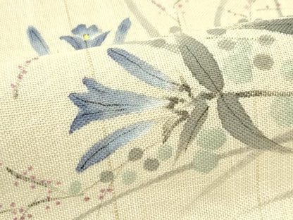 平和屋着物＊夏物　八寸名古屋帯　手描き　草花文　麻　逸品　CABJ9129rv